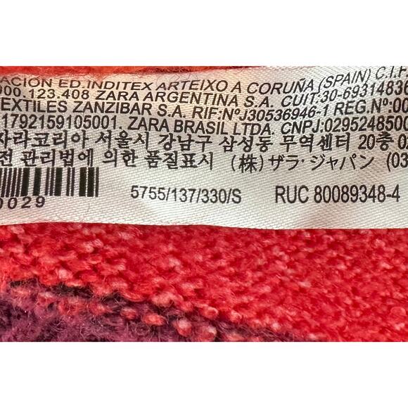 Zara Rainbow Cropped Sweater Puff Long Sleeve Striped Wool Blend Pullover Size S - Picture 13 of 14